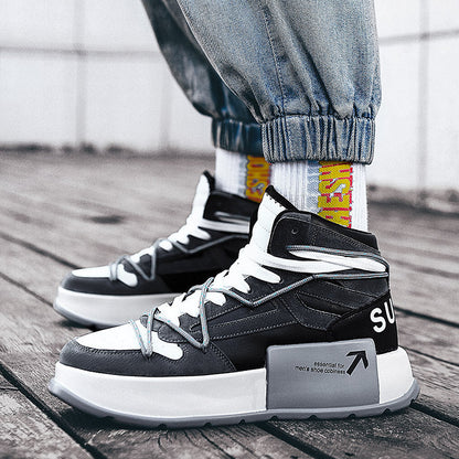 Herren Sneaker High-Top Sportlich mit Traktionssohle Schwarz Modisch