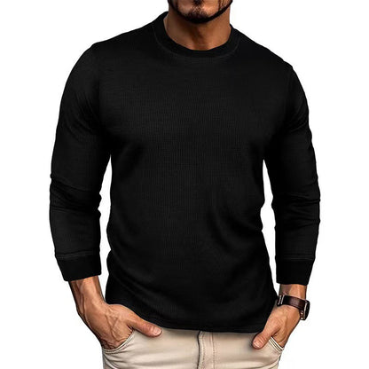 Herren Langarmshirt Modern mit Ripp-Optik Trendig