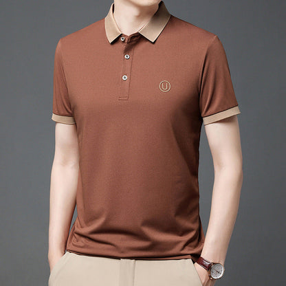 Herren Polohemd Moderner Kontrastkragen Slim Fit