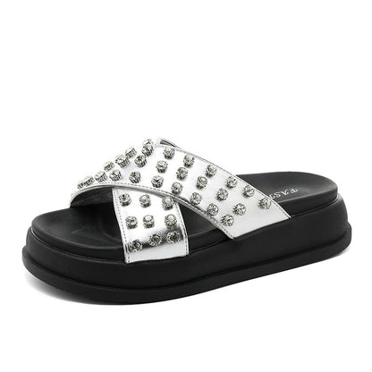 Damen Schlappen Glitzernd mit Riemchen und rutschfester Sohle