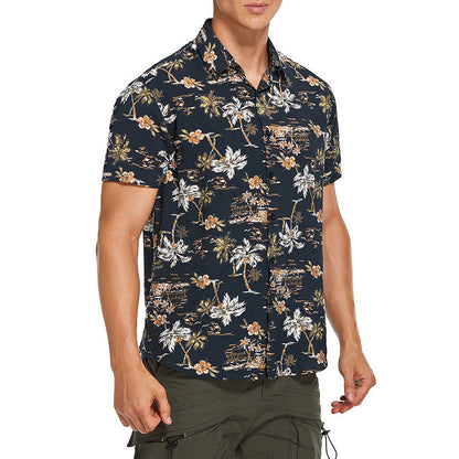 Herren Hemd Kurzarm Blumenmuster Modern