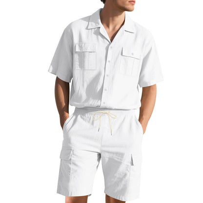 Herren Kurzarm-Shirt-Set Sportlich atmungsaktiv mit Taschen