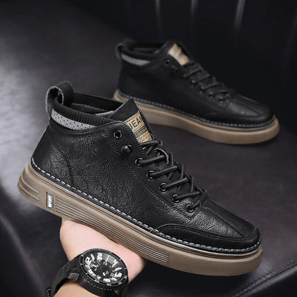 Damen High-Top Sneaker Leder Schwarz Elegantes Design - BerlinGlamour