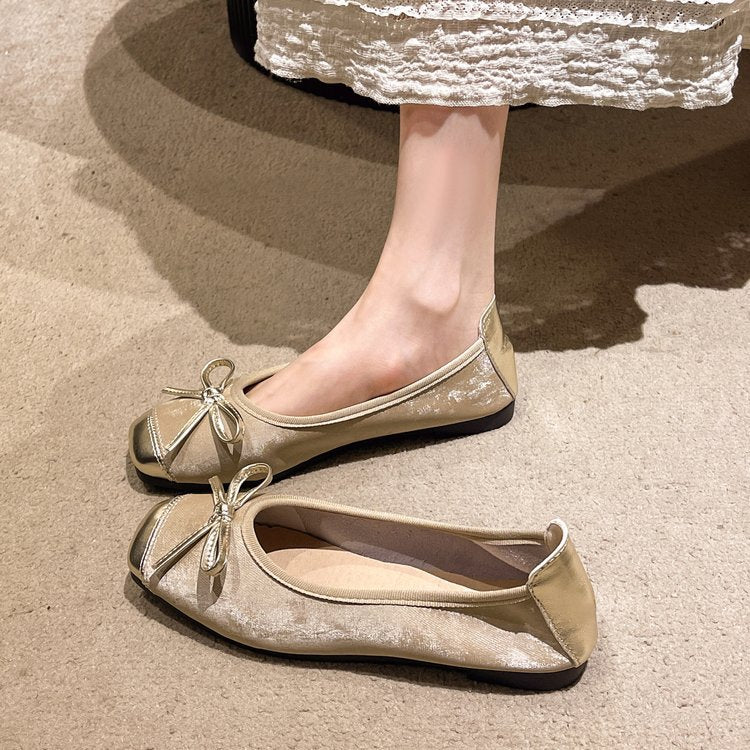 Damen Ballerinas Elegante Schleifen Komfort Sohle