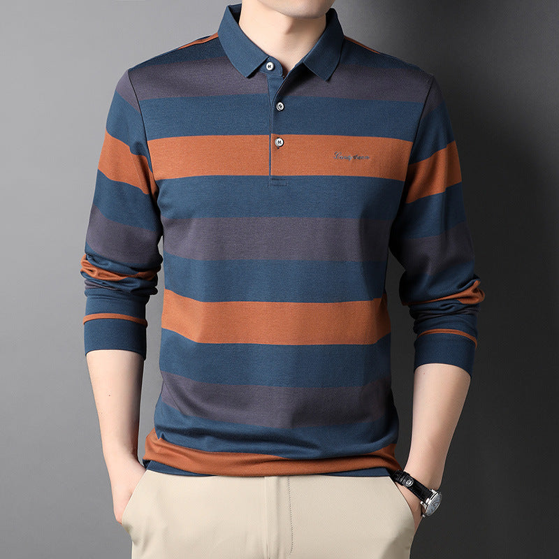 Herren Polohemd Langarm Gestreift Modern - BerlinGlamour