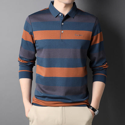 Herren Polohemd Langarm Gestreift Modern - BerlinGlamour