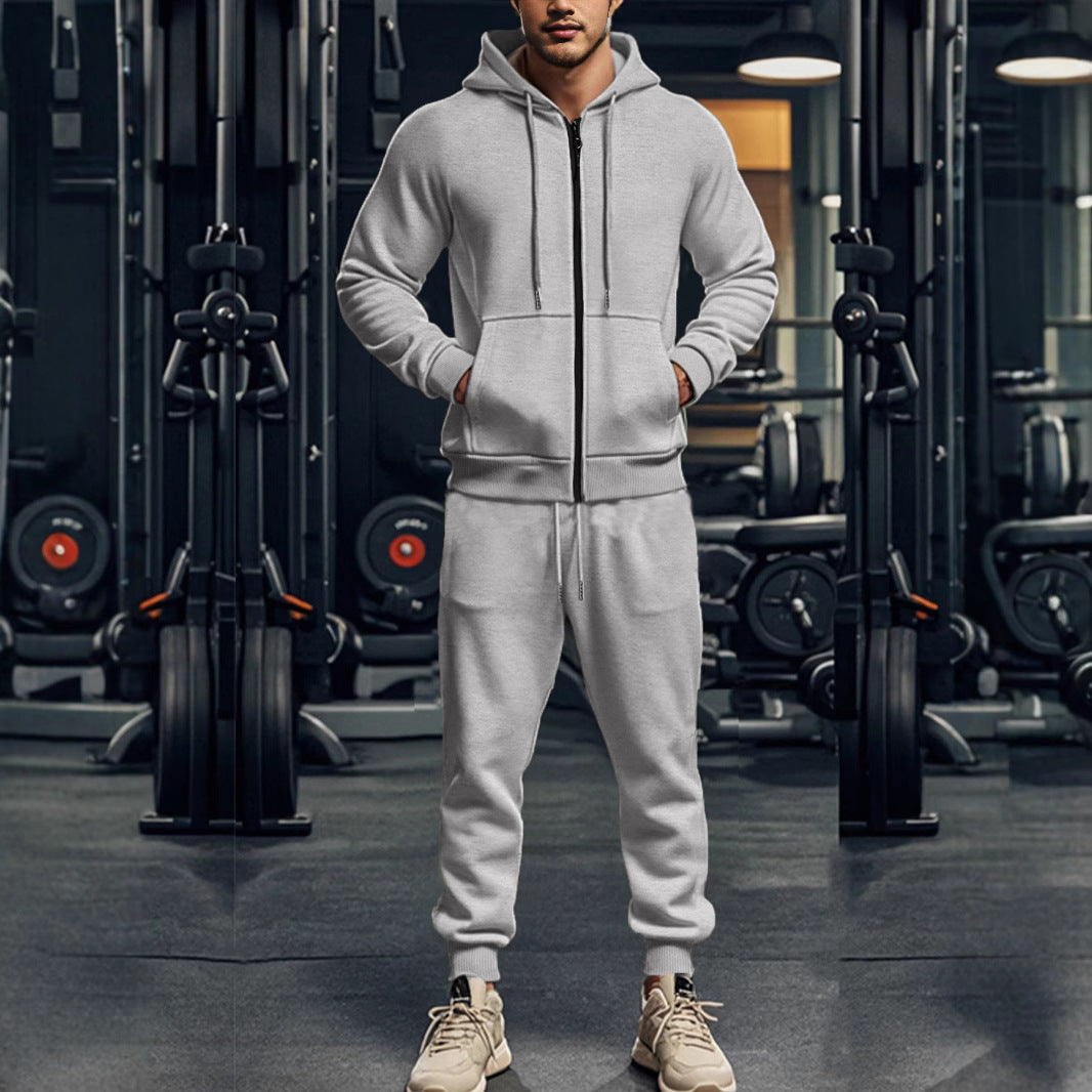 Herren Trainingsanzug Sportlich Kapuze Reißverschluss Jogginganzug