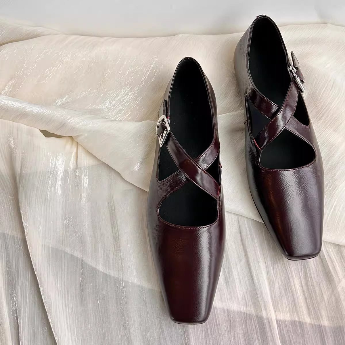 Damen Ballerinas Elegantes Design Verstellbarer Riemen