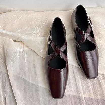 Damen Ballerinas Elegantes Design Verstellbarer Riemen