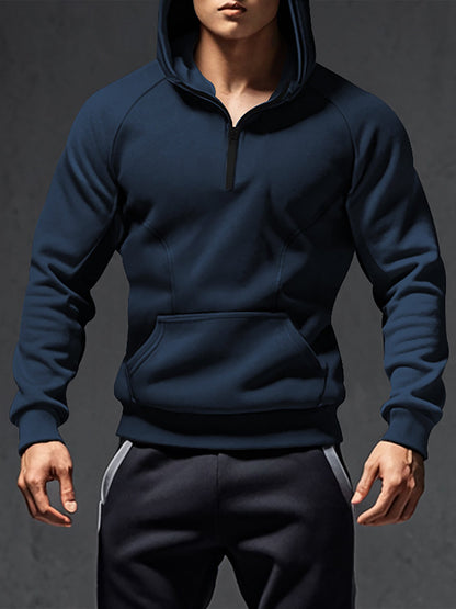 Herren Hoodie Sportlich Halbzipp Reißverschluss - BerlinGlamour