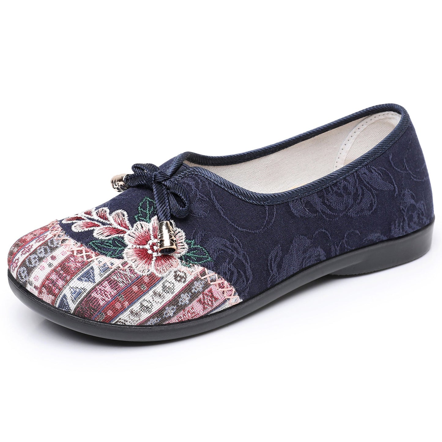Damen Ballerinas Bequem Elastisch Floral