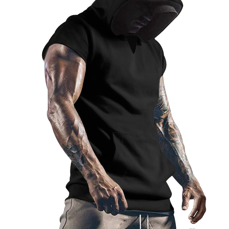 Herren Hoodie Kurzarm Sportlich Grau