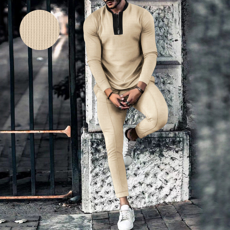 Herren Sportset Langarm Reißverschluss Hose Fitness