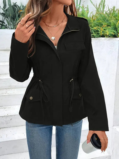 Damen Übergangsjacke Verstellbar Taschen Modern