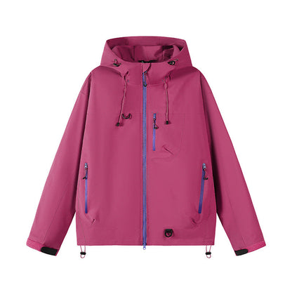 Wasserdichte Herren Funktionsjacke mit Kapuze und Reißverschlusstaschen