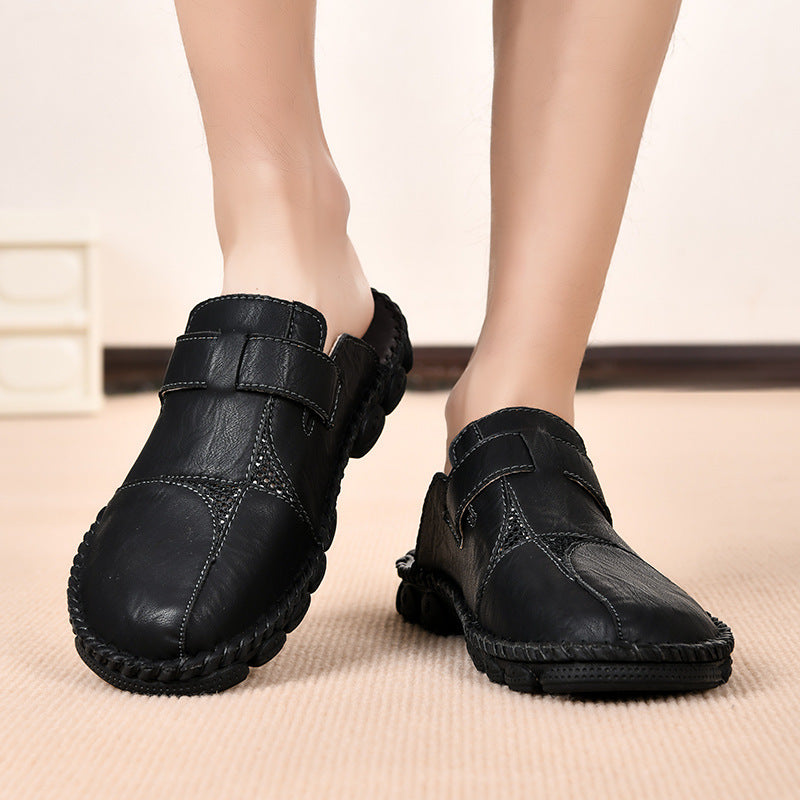 Damen Leder-Mules Komfortabel mit verstellbarem Riemen