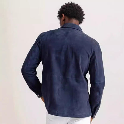 Herren Lederjacke Stehkragen Modern mit Taschen