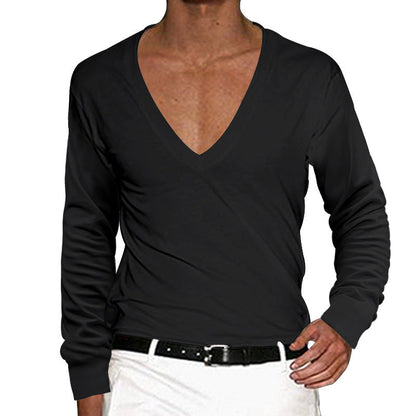 Herren Langarmshirt Lässig V-Ausschnitt Modern