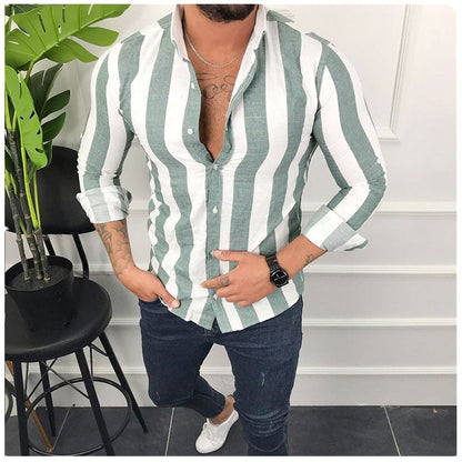 Herren Langarmhemd Streifenmuster Modern Berlin Style