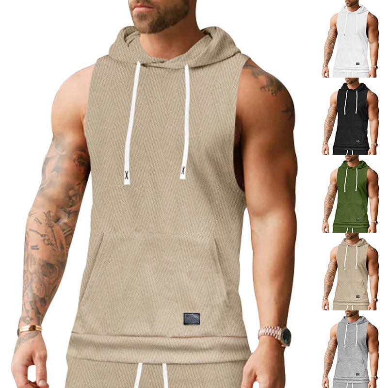 Kapuzenshirt Ärmellos Unisex Modern Strukturstoff - BerlinGlamour