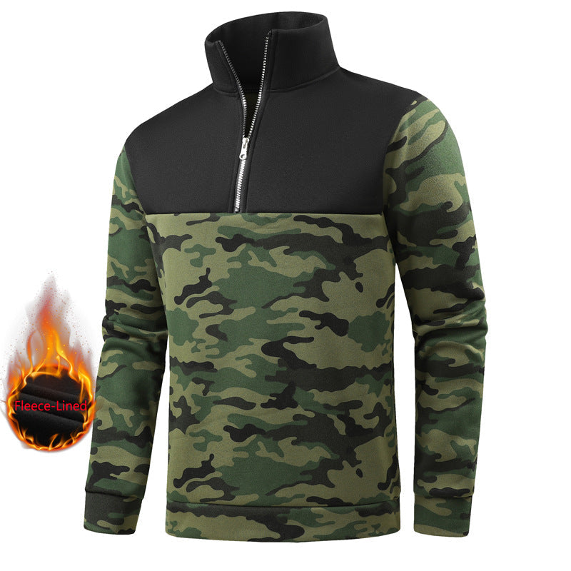 Herren Fleece-Pullover Isolierend Warm mit Stehkragen und Reißverschluss - BerlinGlamour