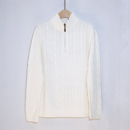 Herren Strickpullover Eleganter Zopfmuster Mit Reißverschluss