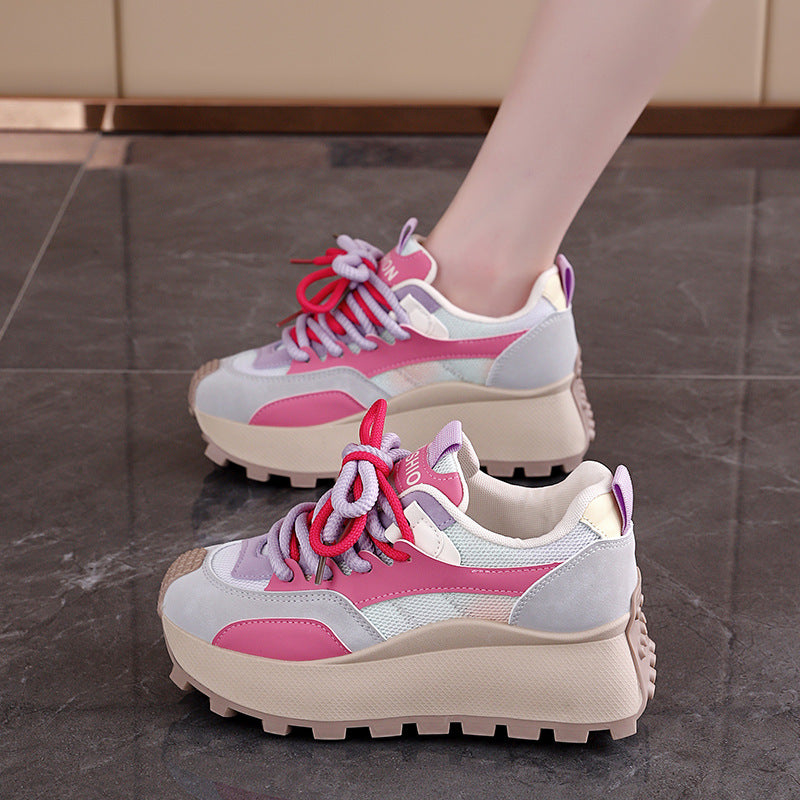 Damen Plateau Sneaker Hoch mit Farbverlauf und rutschfester Sohle Damen Schuhe