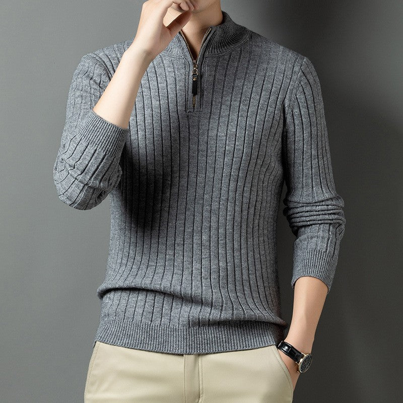 Herren Pullover Modern Stehkragen Rippmuster Trendy