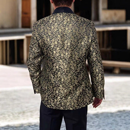 Herren Smoking Elegant Jacquard Blumenmuster Luxus