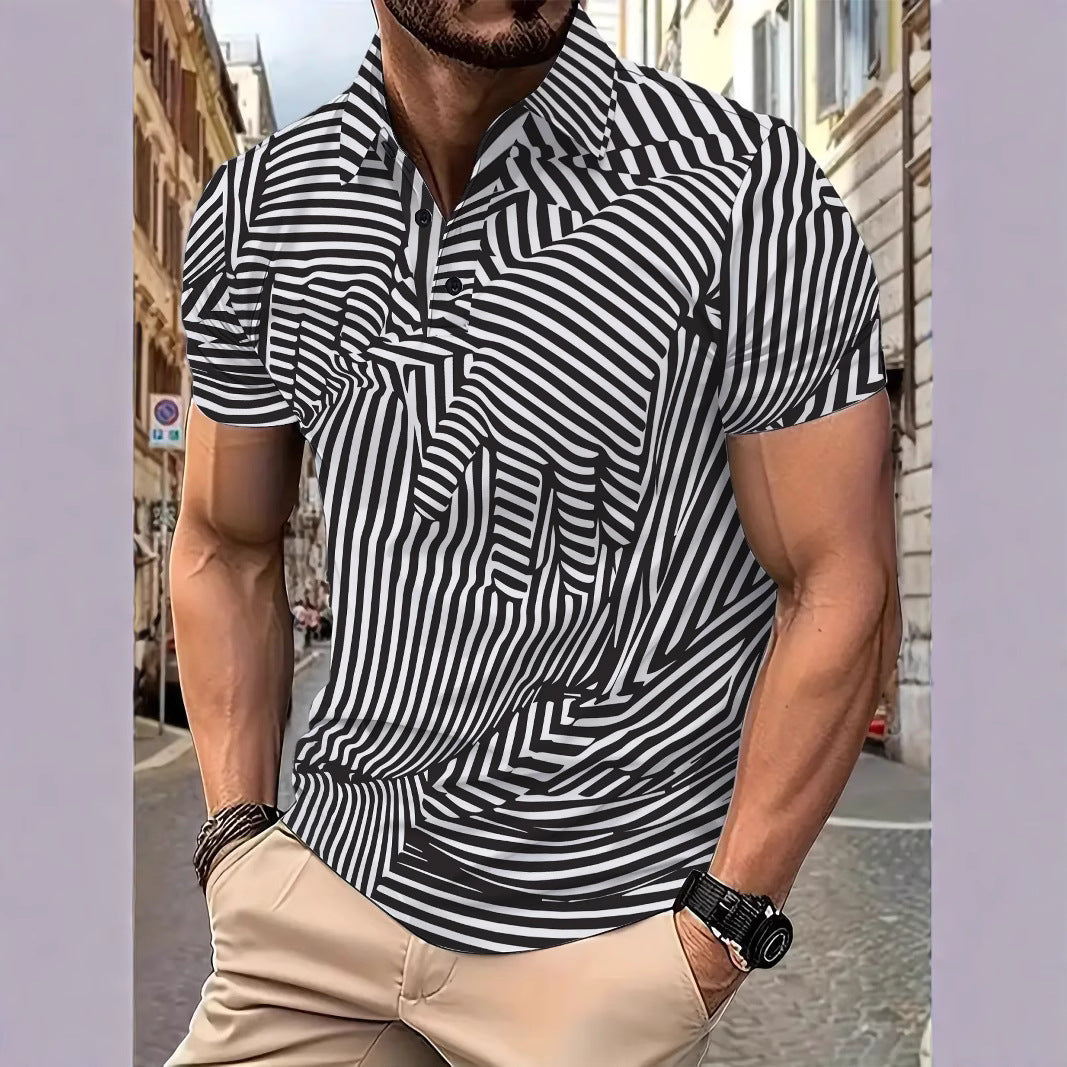 Herren Poloshirt Kurzarm Streifen Modern Style - BerlinGlamour