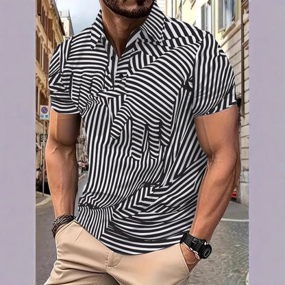 Herren Poloshirt Kurzarm Streifen Modern Style - BerlinGlamour