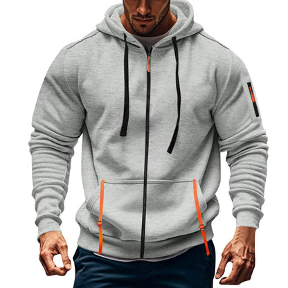 Herren Kapuzenpulli Sportlich mit Taschen Grau