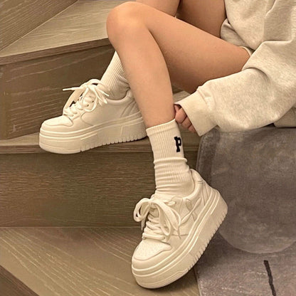 Damen Sneaker Plattform mit dicker Sohle atmungsaktiv Trend
