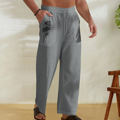 Herren Leinenhose Bequem Sommerlich mit Kordelzug