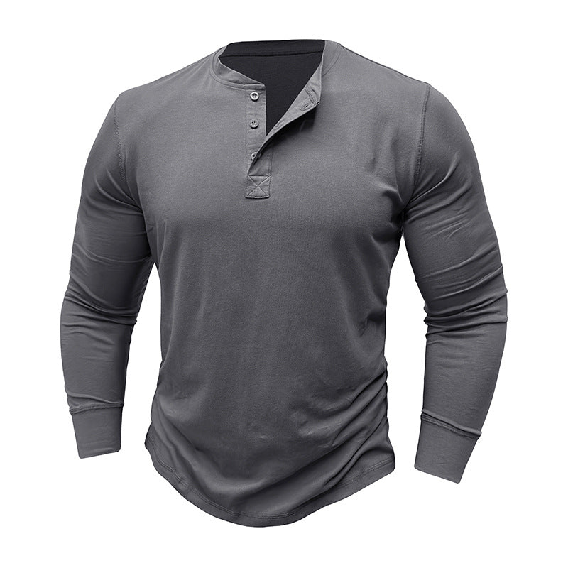 Herren Langarmshirt Knopfleiste Feinripp Optik Berlin