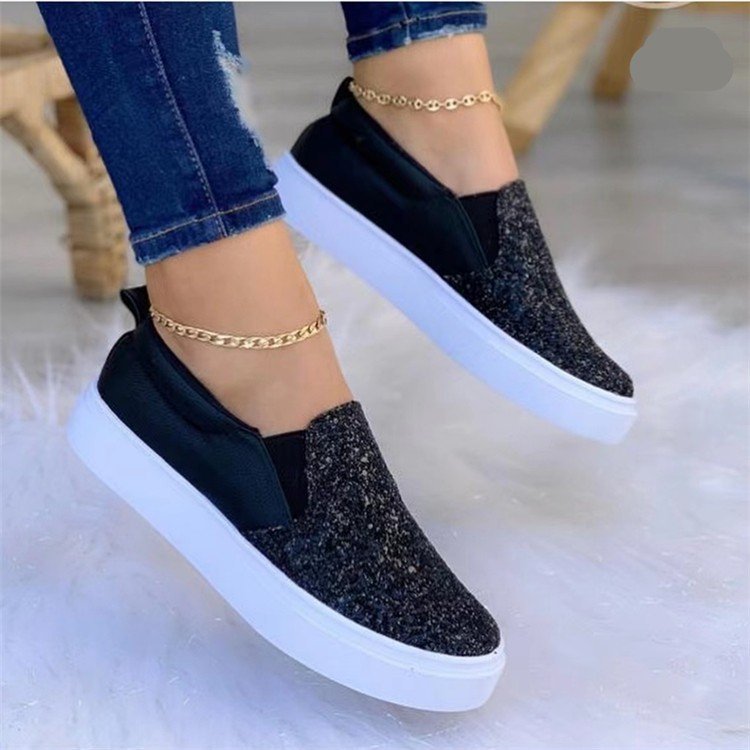 Damen Sneaker Glitzer Schuhe Bequem Schnell Einstieg