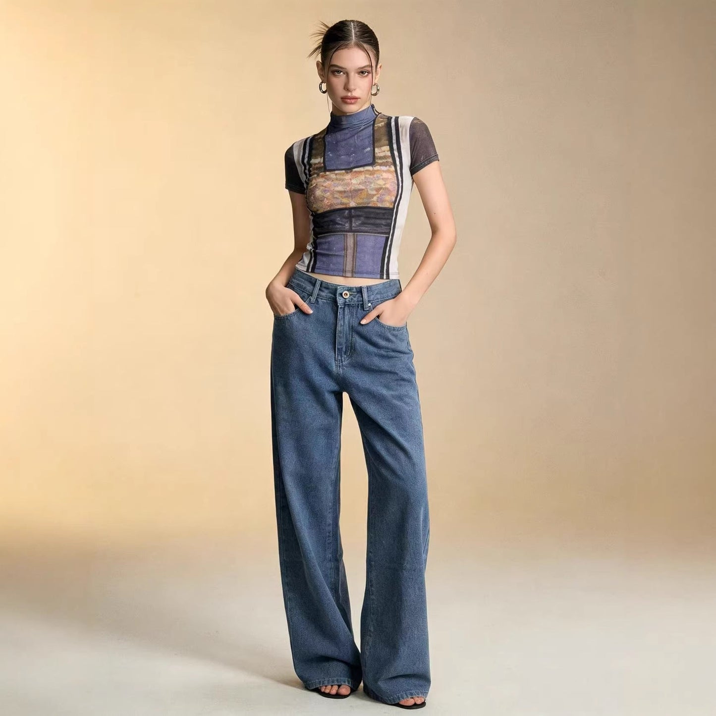 Damen High-Waist Jeans Weite Bequem Lässig - BerlinGlamour