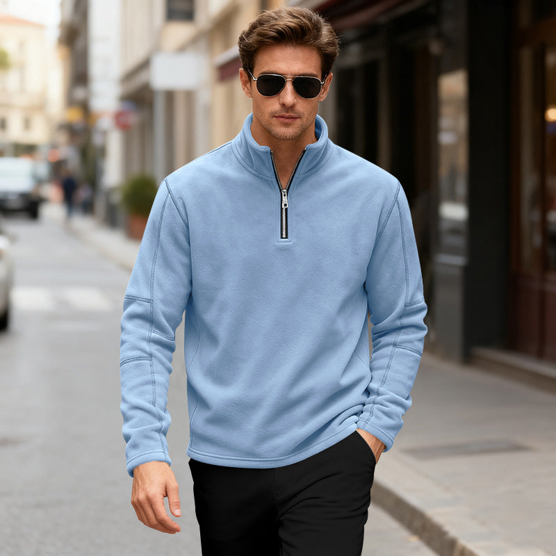 Herren Fleecepullover Kurz Reißverschluss Warm Modern