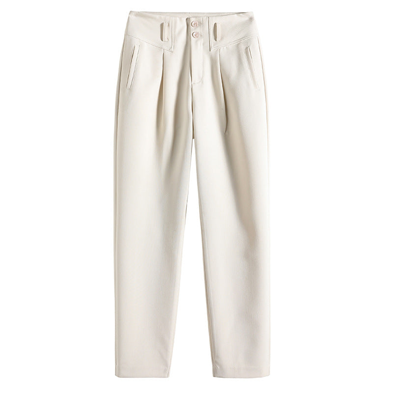 Schmale Damen Stoffhose mit Bundfalten Elegant