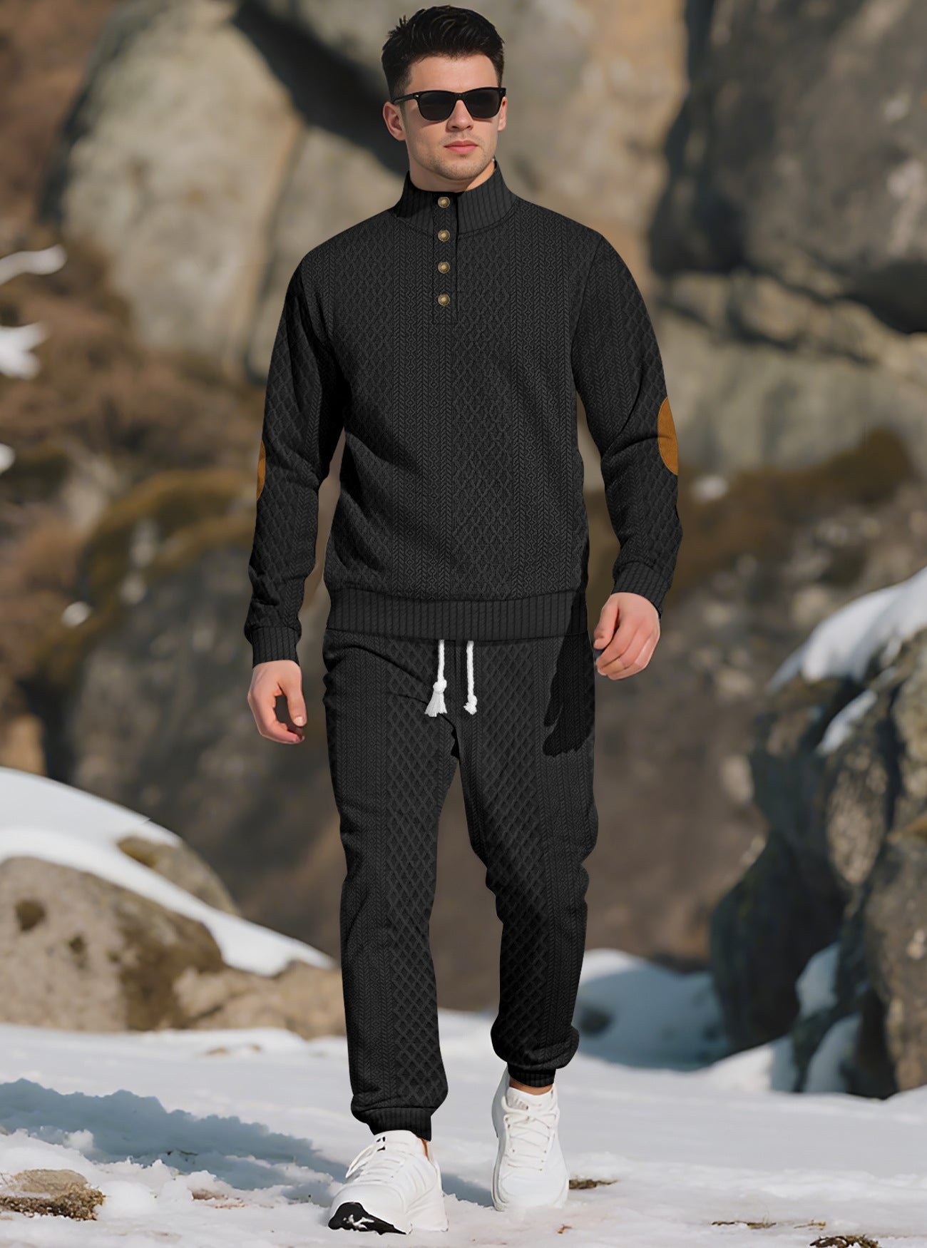 Herren Strickpullover Stehkragen Modern Knöpfe Bequem