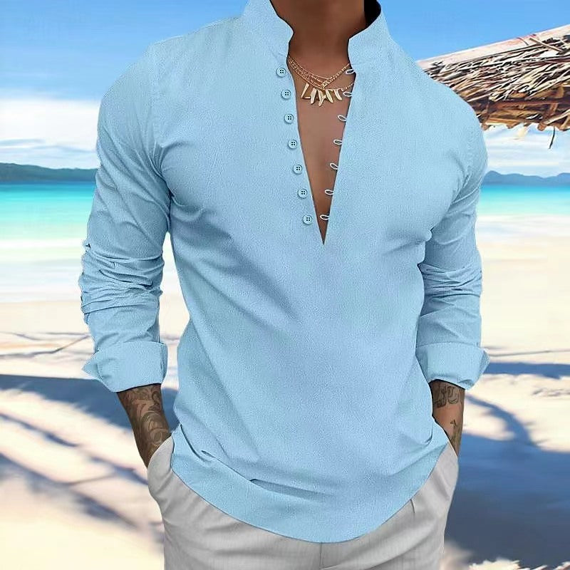 Herren Langarmhemd Elegant Modern mit Knöpfen Berlin Style