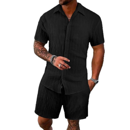 Herren Shorts-Set mit Kurzarm-Shirt Modern Struktur Design