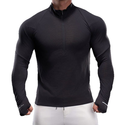 Herren Langarmshirt Funktions-Shirt Stehkragen Sportlich