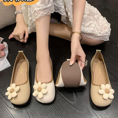 Damen Ballerinas Elastisch Floral Schnürlos - BerlinGlamour