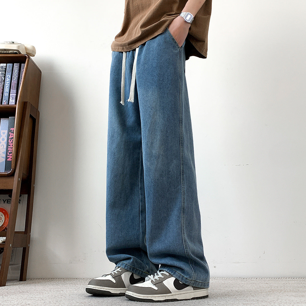 Herren Denim-Hose Weit Bequem Mit Verstellbarem Bund