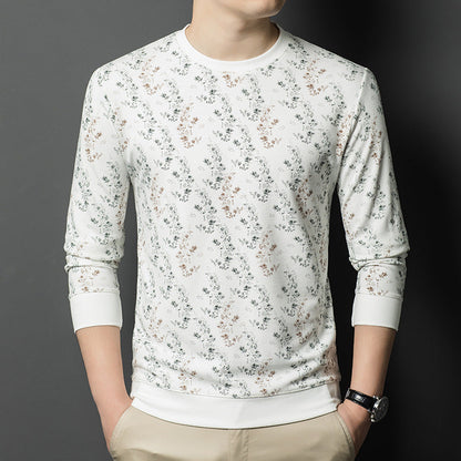 Herren Langarmshirt Floralmuster Hochwertig Elegant