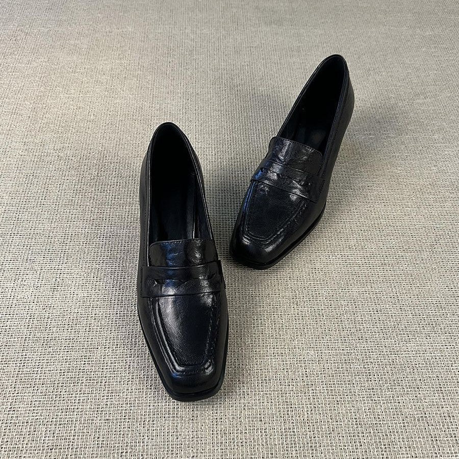 Damen Leder Loafers Elegant mit Riemen Schmuck - BerlinGlamour