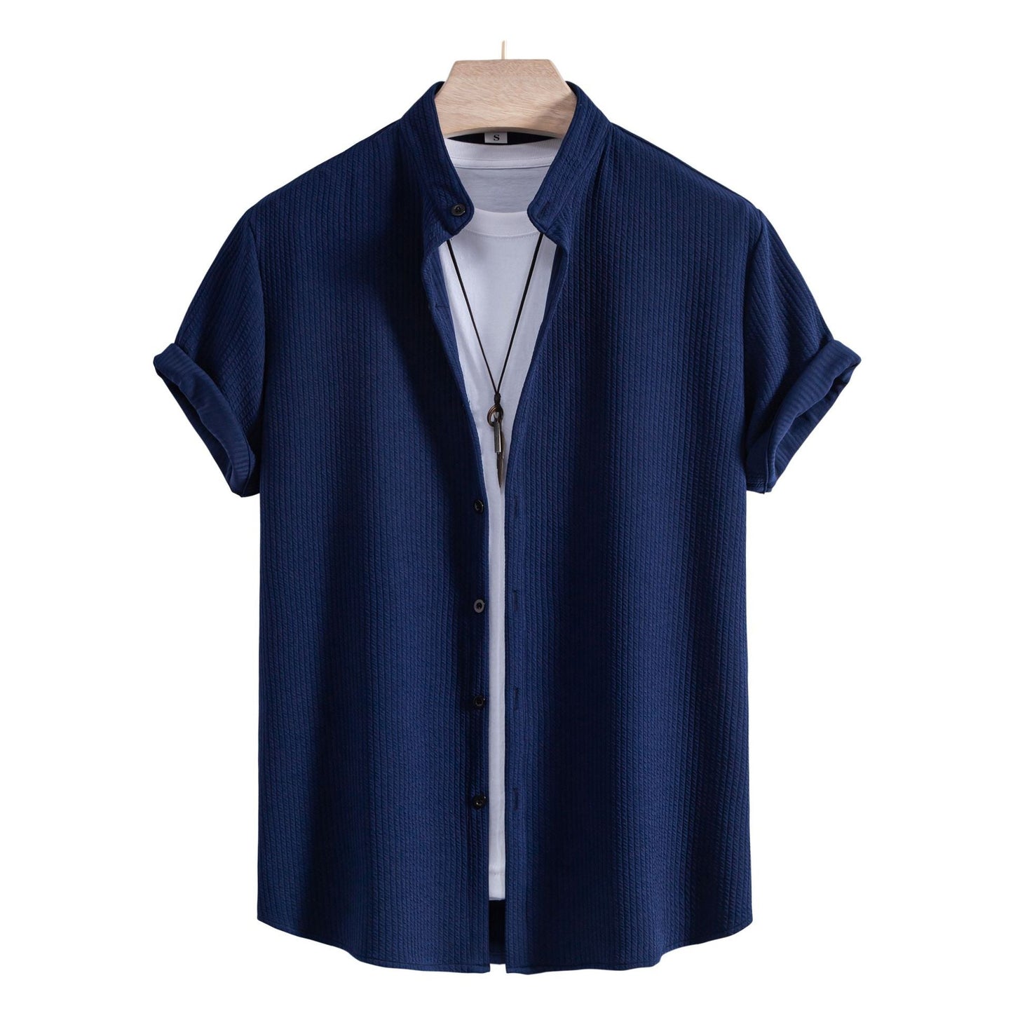 Herren Hemd Kurzarm Stehkragen Modern Design Berlin - BerlinGlamour
