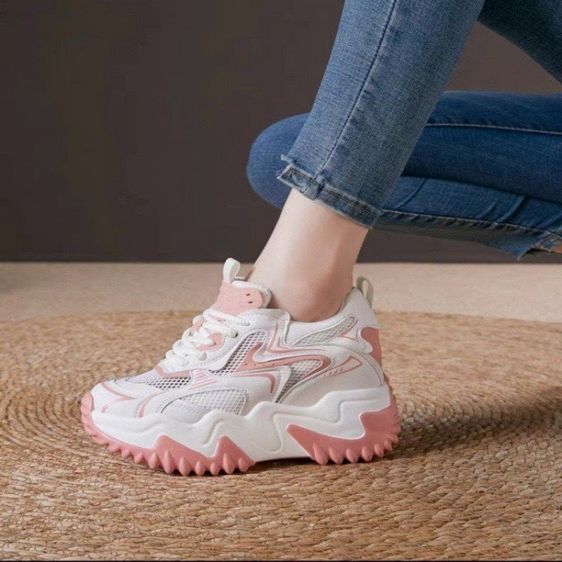 Damen Sneaker Chunky atmungsaktiv Mesh Weiß