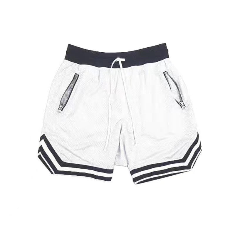 Herren Sports Shorts Atmungsaktiv mit Netzdesign und Reißverschlusstaschen